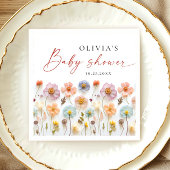 Elegante Pastel Pink Boho Wildblume Babydusche Serviette