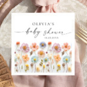 Elegante Pastel Pink Boho Wildblume Babydusche Serviette