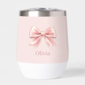 Elegante Pastel Pink Bow & Name Personalisiert (Vorderseite)
