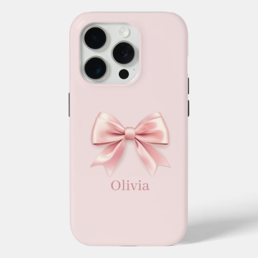 Elegante Pastel Pink Bow & Name Personalisiert Case-Mate iPhone Hülle (Rückseite)
