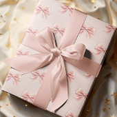 Elegante Pastel Pink Bow & Name Personalisiert Geschenkpapier