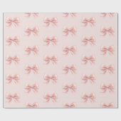 Elegante Pastel Pink Bow & Name Personalisiert Geschenkpapier (Flach)
