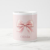 Elegante Pastel Pink Bow & Name Personalisiert Jumbo-Tasse (Vorderseite)