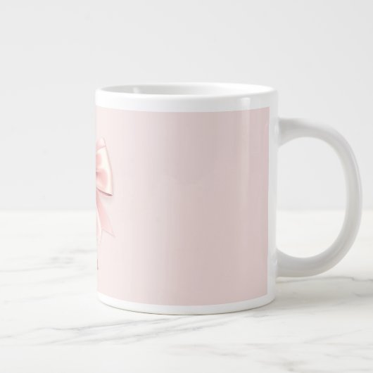 Elegante Pastel Pink Bow & Name Personalisiert Jumbo-Tasse (Rechts)