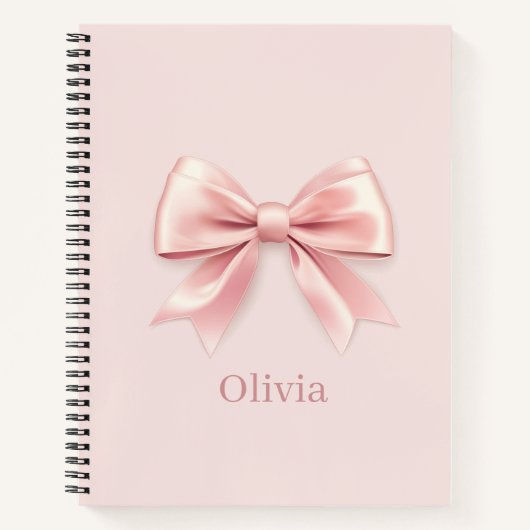 Elegante Pastel Pink Bow & Name Personalisiert Notizblock (Vorderseite)