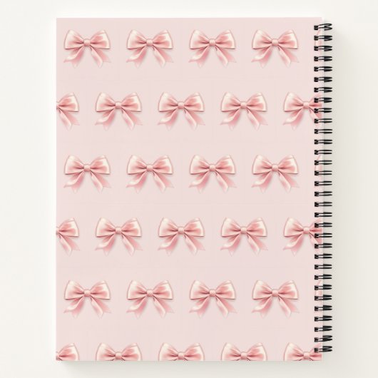 Elegante Pastel Pink Bow & Name Personalisiert Notizblock (Rückseite)