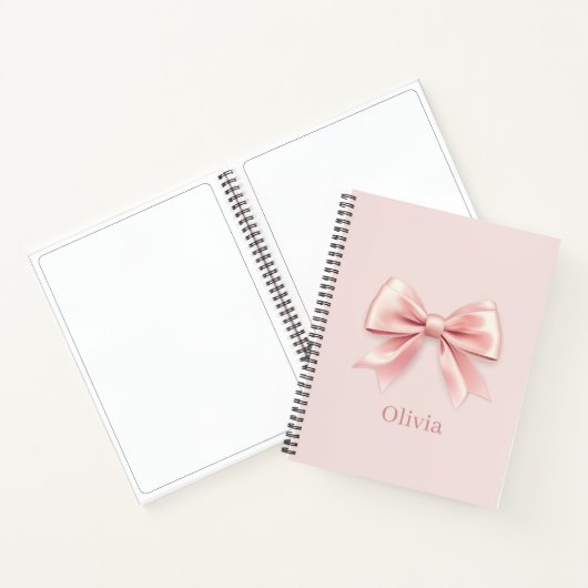 Elegante Pastel Pink Bow & Name Personalisiert Notizblock (Innenseite)