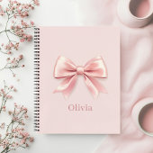 Elegante Pastel Pink Bow & Name Personalisiert Notizblock