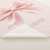 Elegante Pastel Pink Bow & Name Personalisiert Sherpadecke (3/4)