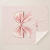 Elegante Pastel Pink Bow & Name Personalisiert Sherpadecke (Vorderseite (Horizontal))