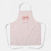 Elegante Pastel Pink Bow & Name Personalisierte Sc Schürze (Vorderseite)