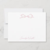Elegante Pastel Pink Bow Personalisiert Stationery Mitteilungskarte (Vorderseite)