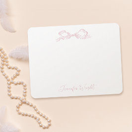 Elegante Pastel Pink Bow Personalisiert Stationery Mitteilungskarte
