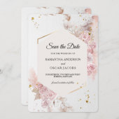 Elegante Pastel Pink Floral | Modern Save The Date (Vorne/Hinten)