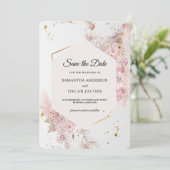 Elegante Pastel Pink Floral | Modern Save The Date (Stehend Vorderseite)