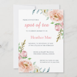 Elegante Pastel Pink Girl Floral Baby Dusche Einladung