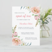 Elegante Pastel Pink Girl Floral Baby Dusche Einladung (Stehend Vorderseite)