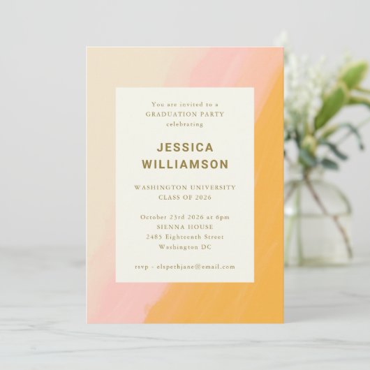 Elegante Pastel Pink Graduation Party Einladung (Stehend Vorderseite)