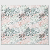 Elegante Pastel Pink Grüne Minze Blütenflora Botan Geschenkpapier (Flach)