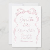Elegante Pastel Pink Hand Drawn Bow Save the Date (Vorderseite)