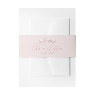 Elegante Pastel Pink Hand Drawn Bow Wedding Einladungsbanderole