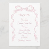 Elegante Pastel Pink Hand Drawn Bow Wedding Menükarte (Vorderseite)