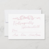 Elegante Pastel Pink Hand Drawn Bow Wedding RSVP Karte (Vorderseite)