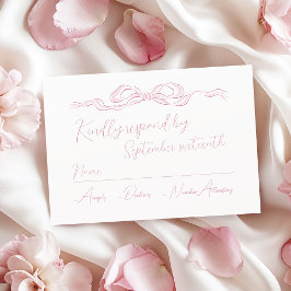 Elegante Pastel Pink Hand Drawn Bow Wedding RSVP Karte