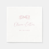 Elegante Pastel Pink Hand Drawn Bow Wedding Serviette (Vorderseite)