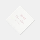 Elegante Pastel Pink Hand Drawn Bow Wedding Serviette (Ecke)