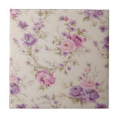 Elegante Pastel Pink & Lila Garden Blooms Fliese (Vorderseite)