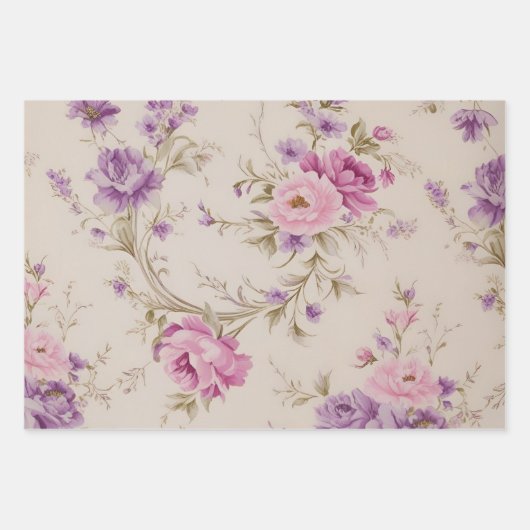 Elegante Pastel Pink & Lila Garden Blooms Geschenkpapier Set (Vorderseite 2)