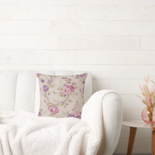 Elegante Pastel Pink & Lila Garden Blooms Kissen