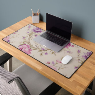 Elegante Pastel Pink & Lila Garden Blooms Schreibtischunterlage