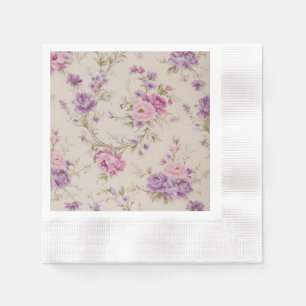 Elegante Pastel Pink & Lila Garden Blooms Serviette