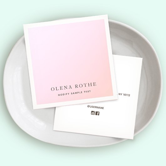 Elegante Pastel Pink Ombre Square Calling Card Telefonnummerkarte
