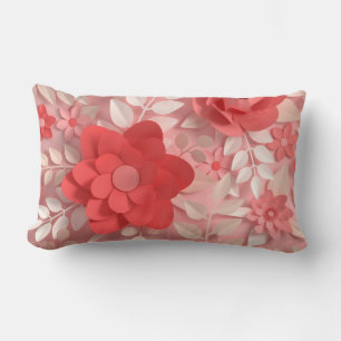 Elegante Pastel Pink Paper Blume Lumbar Pillow Lendenkissen