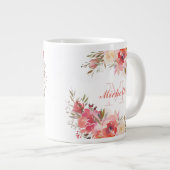 Elegante Pastel Pink Peach Rose Blumenname Jumbo-Tasse (Vorderseite Rechts)