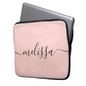 Elegante Pastel Pink Signature Script Name Laptopschutzhülle (Vorderseite Links)