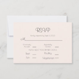 Elegante Pastel Pink Wedding Simple RSVP Karte