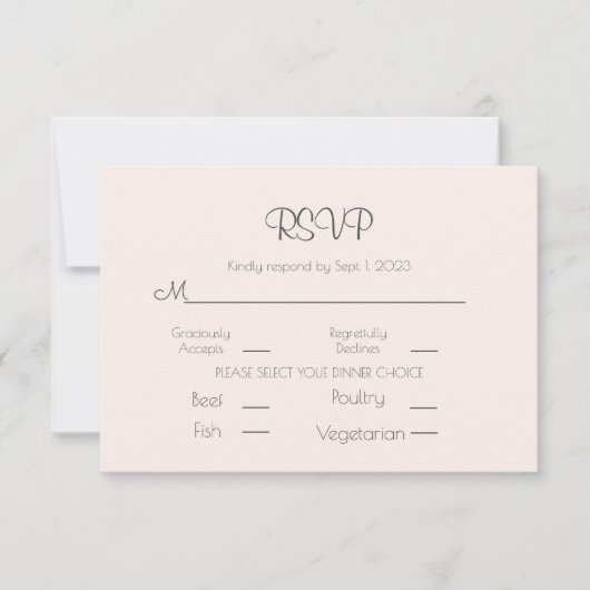 Elegante Pastel Pink Wedding Simple RSVP Karte (Vorderseite)