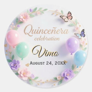 Elegante Pastel-Quinceañera-Aufkleber  Runder Aufkleber