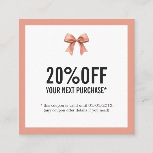 Elegante Pastel Ribbon Stilvoll Beauty Salon Coupo Rabattkarte (Vorderseite)