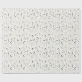 Elegante Pastel Rosa Wildblume Wasserfarben Geschenkpapier (Flach)