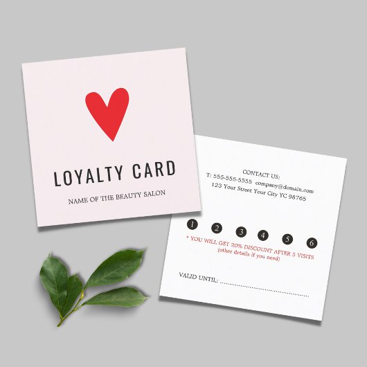 Elegante Pastel Rotes Herz Treuekarte