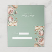 Elegante Pastel Sage Green Blush Peonies Platzkarte (Außenseite Aufgefaltet)