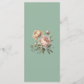 Elegante Pastel Sage Green Blush Pink Peonies Menükarte (Rückseite)