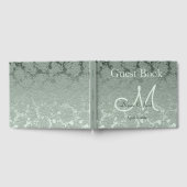 Elegante Pastel Sage Green Wedding Monogram Gästebuch (Voll)