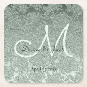 Elegante Pastel Sage Green Wedding Monogram Rechteckiger Pappuntersetzer (Vorderseite)