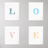 Elegante Pastel Shades Briefe die Word-Liebe Bilderwand Sets (Vorderseite)